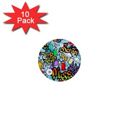 Graffiti Characters Seamless Patterns 1  Mini Buttons (10 Pack)  by Pakemis