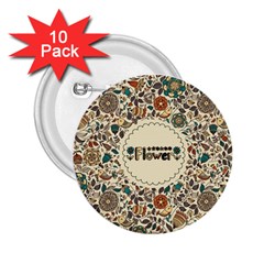 Seamless Pattern With Flower Birds 2 25  Buttons (10 Pack)  by Pakemis