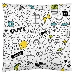 Set Cute Colorful Doodle Hand Drawing Standard Flano Cushion Case (two Sides) by Pakemis