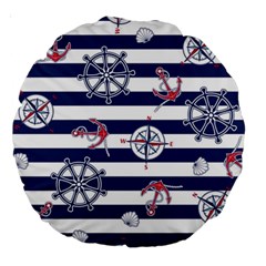 Seamless Marine Pattern Large 18  Premium Round Cushions by Pakemis