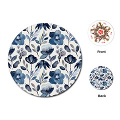 Indigo-watercolor-floral-seamless-pattern Playing Cards Single Design (round) by Pakemis