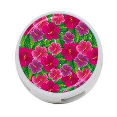 Background-cute-flowers-fuchsia-with-leaves 4-port Usb Hub (two Sides) by Pakemis