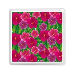Background-cute-flowers-fuchsia-with-leaves Memory Card Reader (Square) Front