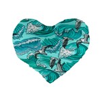 Sea-waves-seamless-pattern Standard 16  Premium Flano Heart Shape Cushions Back