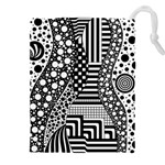 Black and white Drawstring Pouch (4XL) Front
