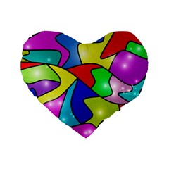 Colorful Abstract Art Standard 16  Premium Heart Shape Cushions by gasi