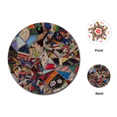Background Embroidery Pattern Stitches Abstract Playing Cards Single Design (round) by Uceng