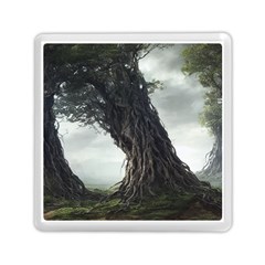 Trees Forest Woods Drawing Fantasy Dream Memory Card Reader (square) by Uceng
