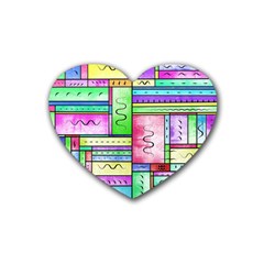 Colorful Pattern Rubber Coaster (heart) by gasi