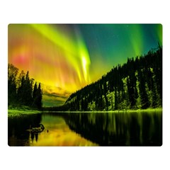 Scenic View Of Aurora Borealis Stretching Over A Lake At Night Flano Blanket (large) by danenraven