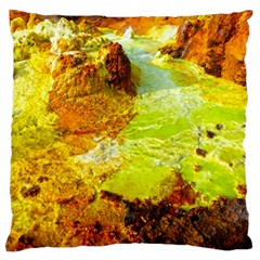 Lake Dallol In Danakil Depression Ethiopia Large Flano Cushion Case (one Side) by danenraven