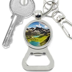 Aerial View Of Mountain And Body Of Water Bottle Opener Key Chain by danenraven