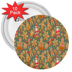 Pattern Seamless 3  Buttons (10 Pack)  by artworkshop