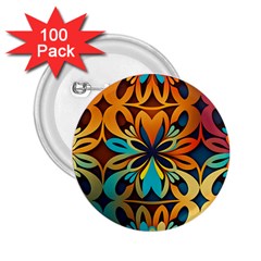 Orange, Turquoise And Blue Pattern  2 25  Buttons (100 Pack)  by Sobalvarro