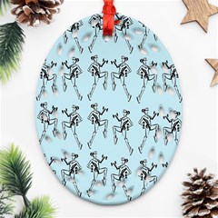 Jogging Lady On Blue Ornament (oval Filigree) by TetiBright