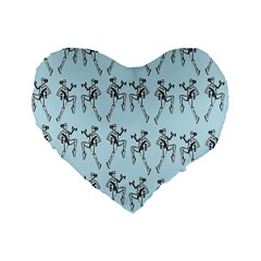 Jogging Lady On Blue Standard 16  Premium Flano Heart Shape Cushions by TetiBright
