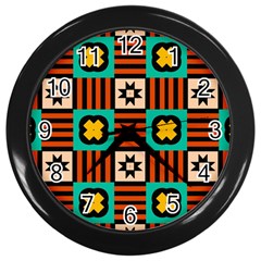Shapes In Shapes                                                               Wall Clock (black) by LalyLauraFLM