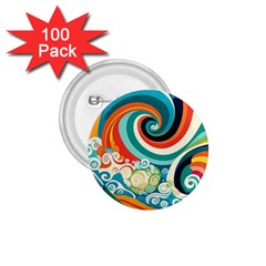Wave Waves Ocean Sea Abstract Whimsical 1 75  Buttons (100 Pack)  by Jancukart