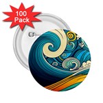 Waves Wave Ocean Sea Abstract Whimsical 2.25  Buttons (100 pack)  Front