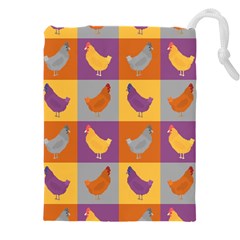 Chickens Pixel Pattern - Version 1a Drawstring Pouch (5xl) by wagnerps