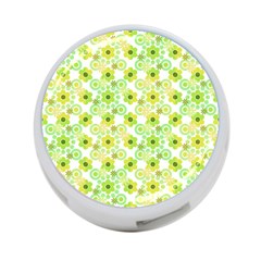 Bitesize Flowers Pearls And Donuts Yellow Green Check White 4-port Usb Hub (one Side) by Mazipoodles