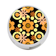 Flowers Pearls And Donuts Peach Yellow Orange Black 4-port Usb Hub (one Side) by Mazipoodles