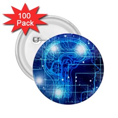 Artificial Intelligence Brain Think Art 2 25  Buttons (100 Pack)  by Jancukart