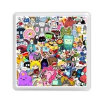 Assorted Cartoon Characters Doodle  Style Heroes Memory Card Reader (Square) Front