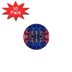 Cobalt Arabesque 1  Mini Buttons (10 Pack)  by kaleidomarblingart