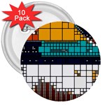 Abstract Statistics Rectangles Classification 3  Buttons (10 pack)  Front