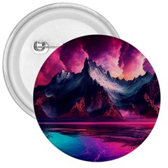 Ai Generated Mountain Ocean Lava Fire Sky Sea 3  Buttons by Pakemis
