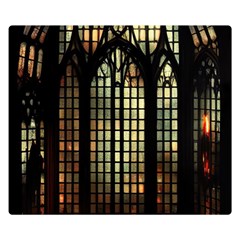 Stained Glass Window Gothic Haunted Eerie One Side Premium Plush Fleece Blanket (small) by Jancukart
