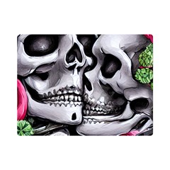 Black Skulls Red Roses One Side Premium Plush Fleece Blanket (mini) by GardenOfOphir