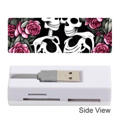 Black And White Rose Sugar Skull Memory Card Reader (stick) by GardenOfOphir