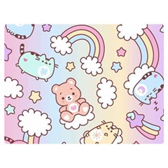Pusheen Carebears Bears Cat Colorful Cute Pastel Pattern One Side Premium Plush Fleece Blanket (extra Small) by Sapixe