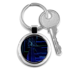 Screen Glitch Broken  Crack  Fracture  Glass Pattern Key Chain (round) by Sapixe