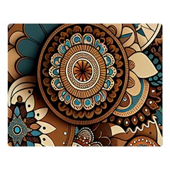 Bohemian Flair In Blue And Earthtones Premium Plush Fleece Blanket (large) by HWDesign