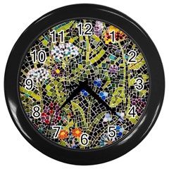 Mosaic Background Pattern Texture Wall Clock (black) by Ravend