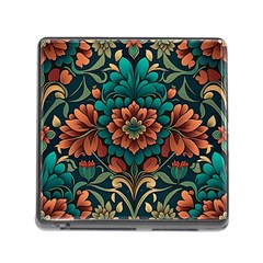 Flower Pattern Modern Floral Memory Card Reader (square 5 Slot) by Ravend