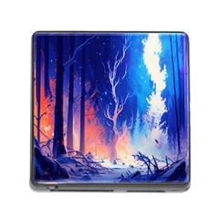 Winter Snow Mountain Fire Flame Memory Card Reader (square 5 Slot) by Ravend