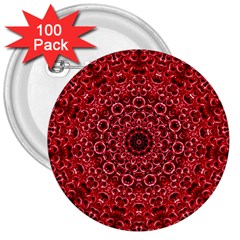 Red Wallpaper Mandala Pattern Art 3  Buttons (100 Pack)  by Uceng