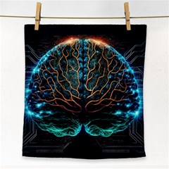 Brain Mind Technology Circuit Board Layout Patterns Face Towel by Uceng