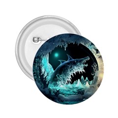 Sculpture Dinosaur Shark Frozen Winter Fantasy 2 25  Buttons by Ravend