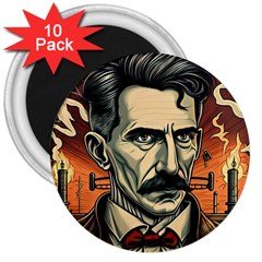 Ai Generated Nikola Tesla Tesla Nikolas Electricity 3  Magnets (10 Pack)  by danenraven