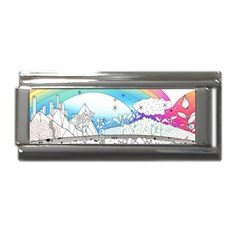 Rainbow Fun Cute Minimal Doodle Drawing Arts Superlink Italian Charm (9mm) by Ravend