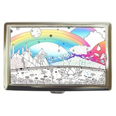 Rainbow Fun Cute Minimal Doodle Drawing Arts Cigarette Money Case by Ravend
