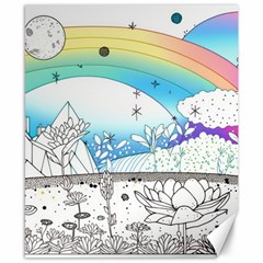 Rainbow Fun Cute Minimal Doodle Drawing Arts Canvas 8  X 10  by Ravend