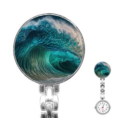 Tsunami Waves Ocean Sea Water Rough Seas 2 Stainless Steel Nurses Watch by Ravend