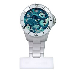 Waves Ocean Sea Abstract Whimsical Abstract Art Plastic Nurses Watch by Ravend