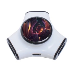 Ai Generated Swirls Space Design Fractal Light 3d Art Pattern 3-port Usb Hub by Ravend